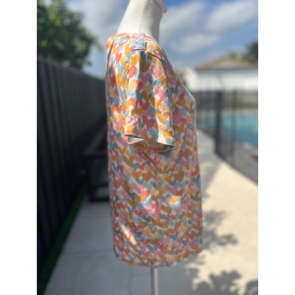 The Company Store women’s casual heart-graphic print multicolor tee shirt LARGE - Picture 5 of 7